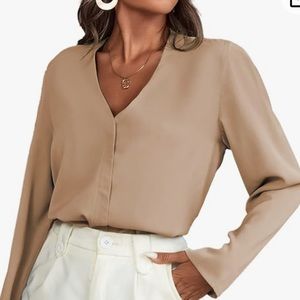 BROVAVE Women’s Long Sleeve Shirt V Neck Business Casual Blouse
